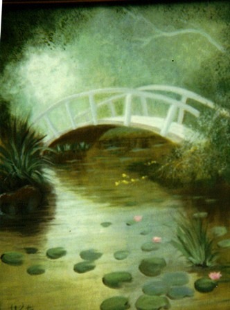 [Bridge and water lilies ]